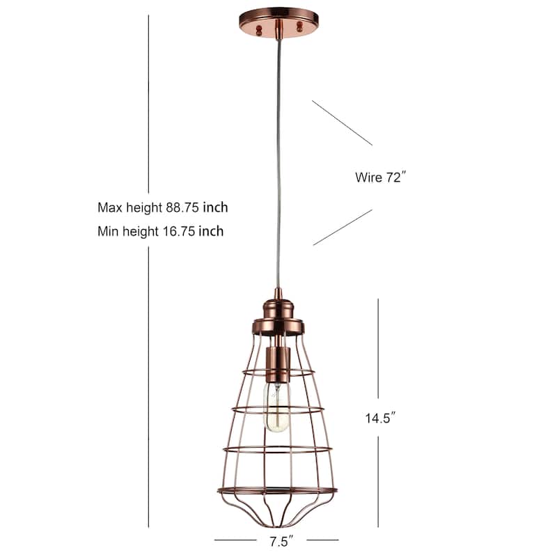 SAFAVIEH Lighting Scarlette Adjustable 1-Light Led Rose/ Gold Pendant - 7.5"x7.5"x16.8-88.8" - Copper - 8Wx8Dx89H