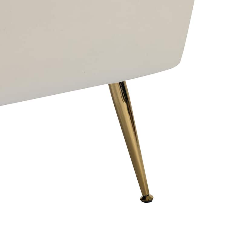 1ida Modern Velvet Tufted Padded Cushion Armchair with Golden Metal Legs by HULALA HOME