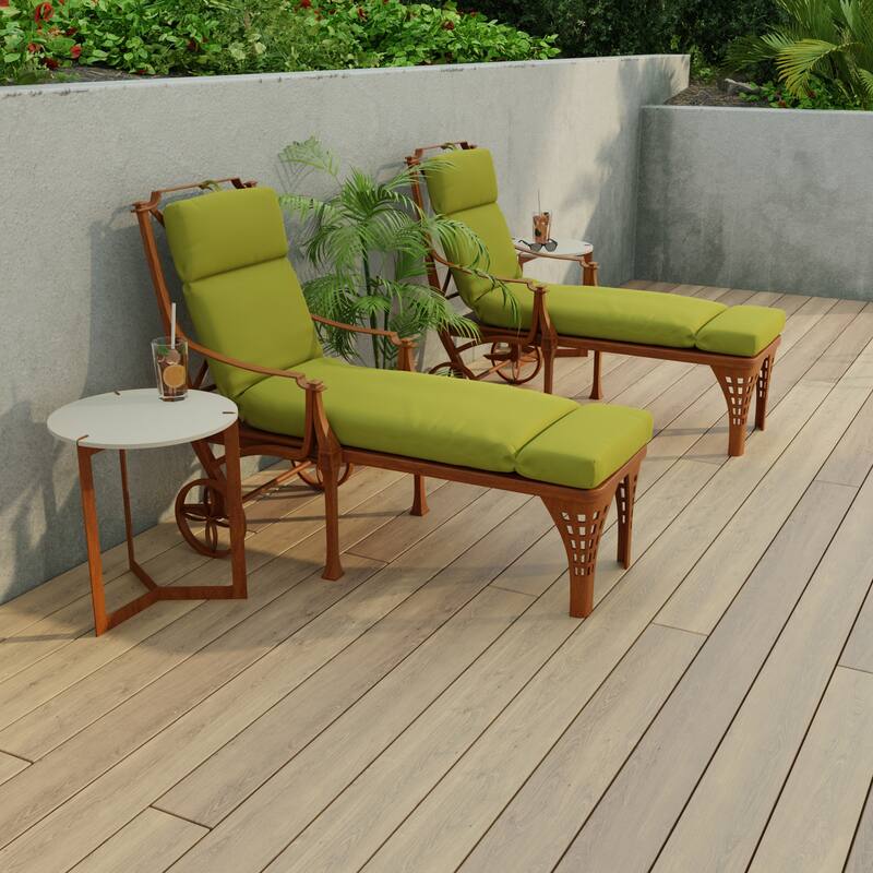 72" x 22" Green Solid Outdoor Chaise Lounge Cushion with Ties and Loop - 72'' L x 22'' W x 3.5'' H - Veranda Kiwi