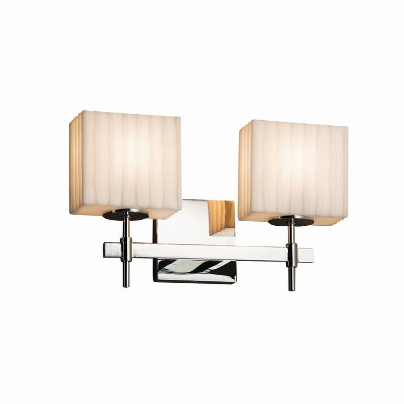 Justice Design Porcelina Union 2-light Polished Chrome Bath Bar, Waterfall Rectangle Shade - Polished Chrome