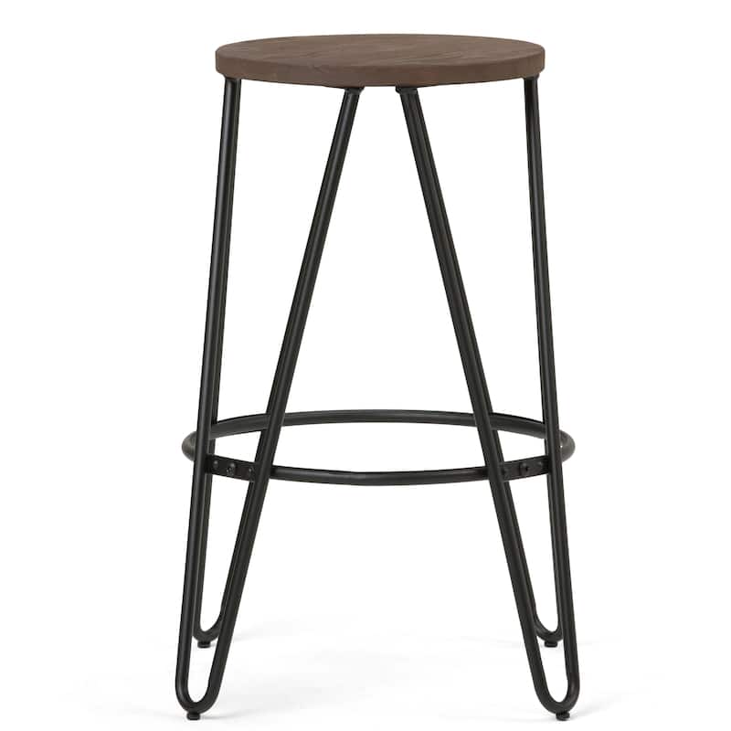 WYNDENHALL Kendall Industrial Metal 26 inch Metal Counter Height Stool with Wood Seat (Set of 2) - 15.7" x 15.7" x 26"