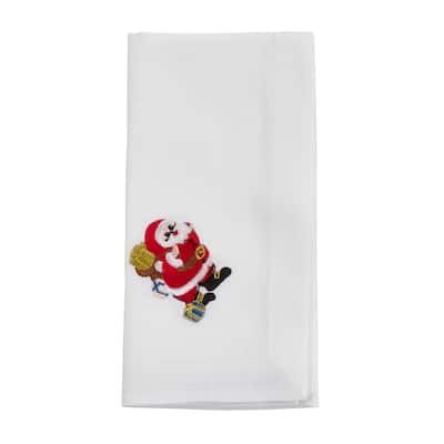 Embroidered Table Napkins With Santa Design (Set of 4) - 20"x20"