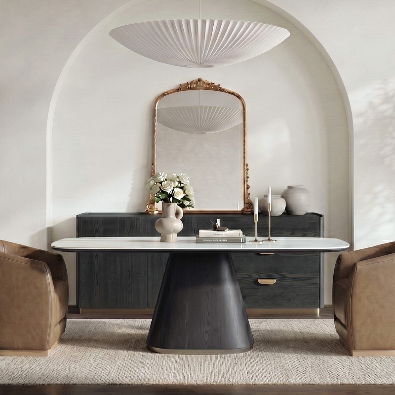 Spruce & Spring 78'' Modern Sintered Stone Top Dining Table for 6-8