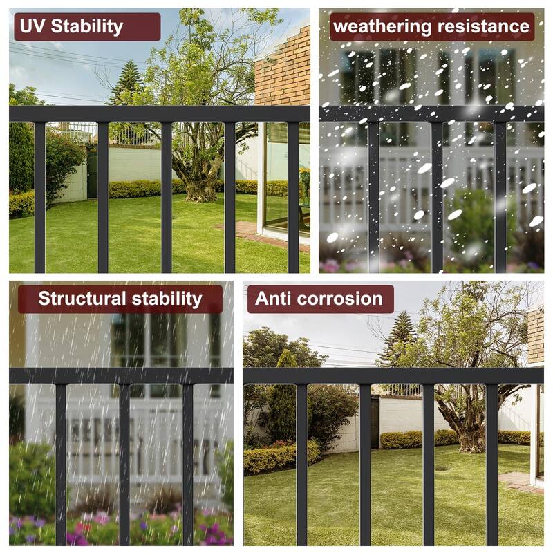 32.5 in. H x 6 ft W Black Metal Stair Railing Kit with Balusters for Residential and Commercial Use