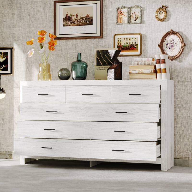 Elegant Wood - grain Nine - drawer Dresser: Spacious Storage, Modern Design & Quality Details