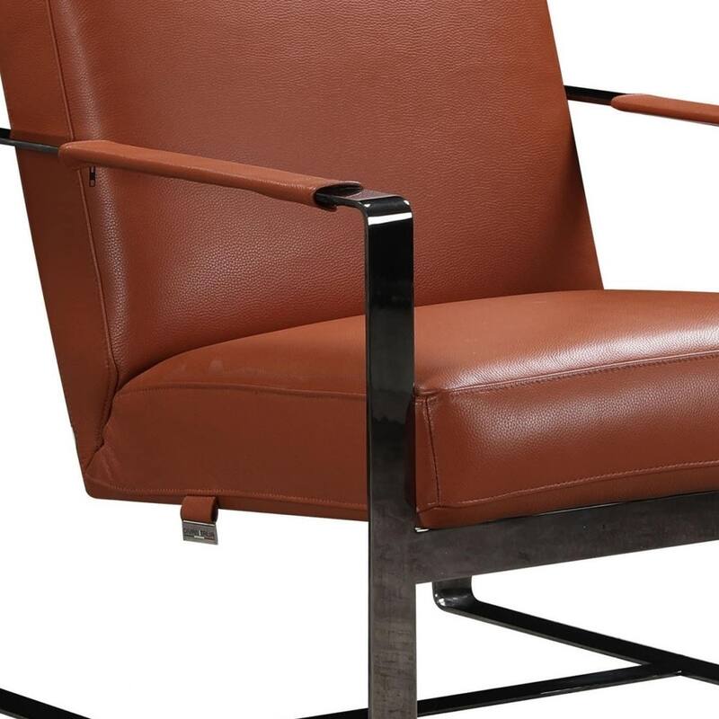 HomeRoots 28" Camel And Black Genuine Leather Arm Chair - 28 in. x 31 in. x 35 in.