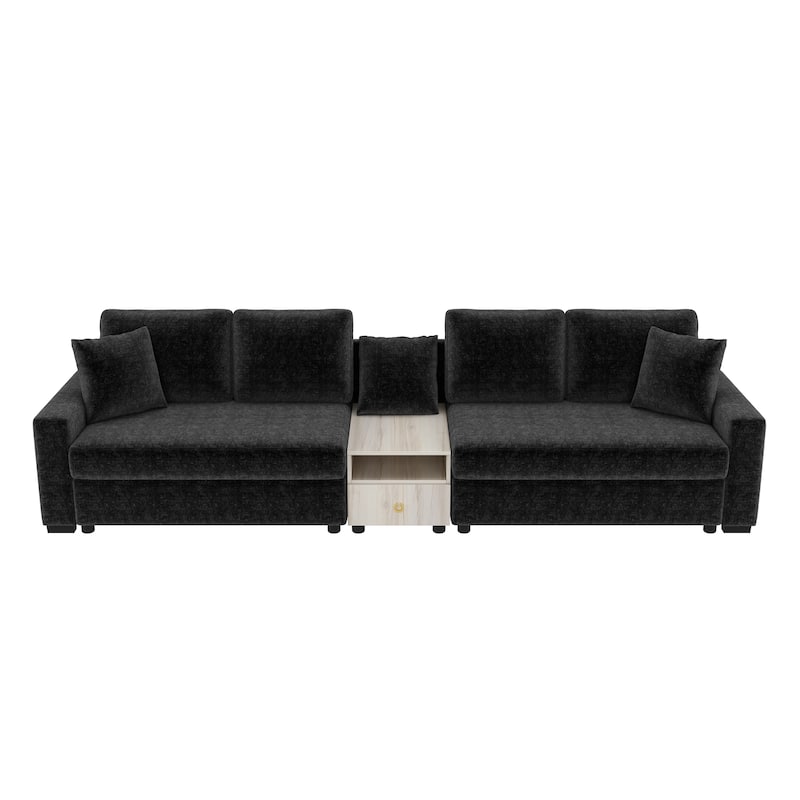 Christopher Knight Home - Havencrest 127.9" Modern Upholstered Modular Sofa with Storage Armrest Center Console