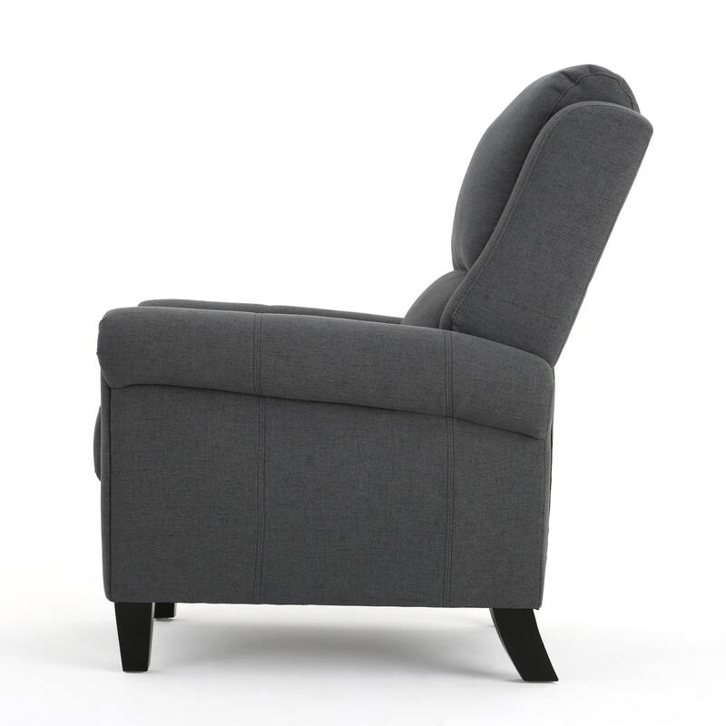 Push-Back Recliner Chair, High-Back Fabric Armchair with Rolled Arms, Single Sofa Recliner with Wood Legs, Classic Lounge Chair