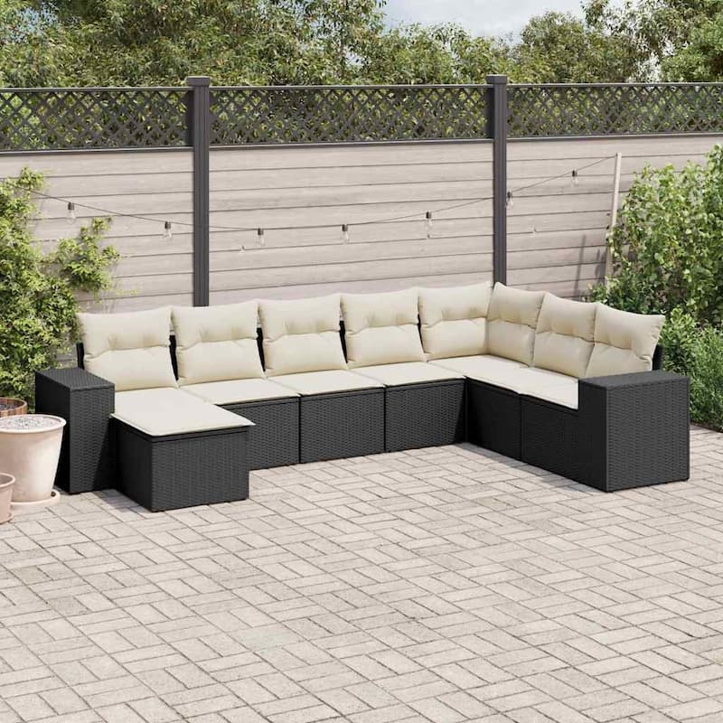 vidaXL Garden Sofa Set Black - 24.4 x 32.7 x 27.2