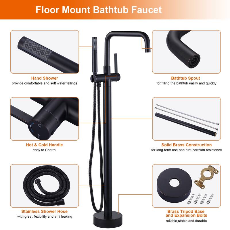 WOWOW Floor Mount Single-Handle Freestanding Tub Faucet