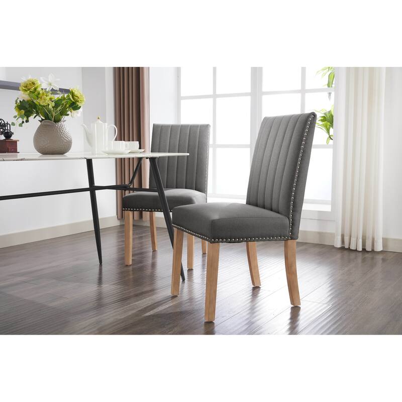 Porthos Home Aiden Fabric Dining Chairs with Rubberwood Legs, Set of 2