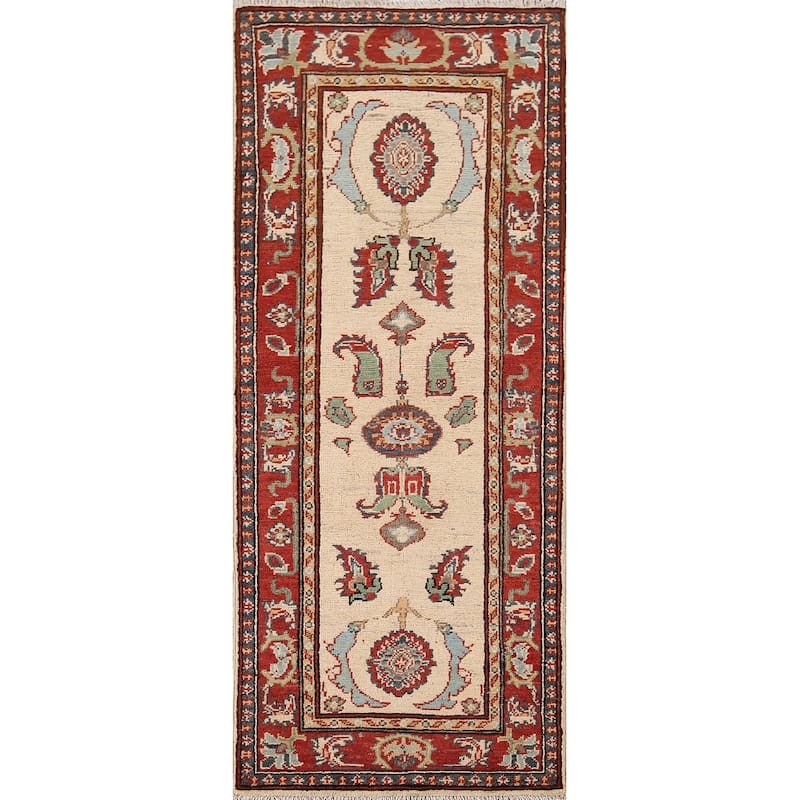 Kazak Oriental Runner Rug Hallway Hand-Knotted Wool Carpet - 2'1" x 5'9"
