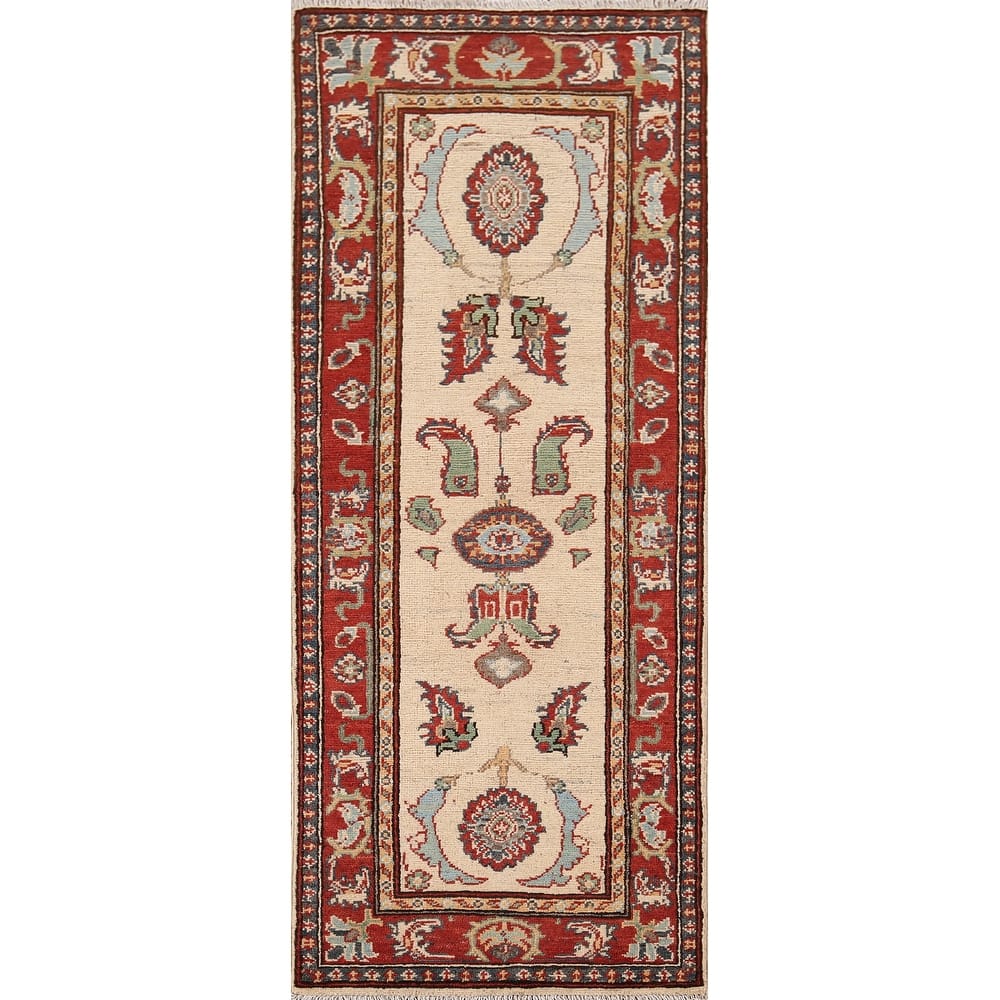 Kazak Oriental Runner Rug Hallway Hand-Knotted Wool Carpet - 2'1" x 5'9"