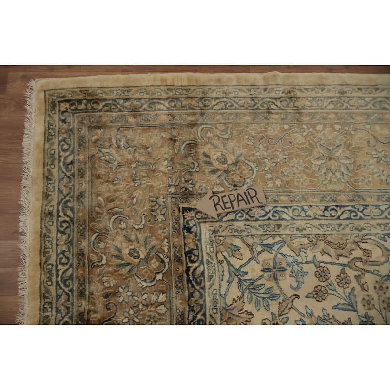 Hand Knotted Oriental 100% Wool Carpet Traditional All-Over Beige & Ivories Kerman Area Rug - 16' 1'' X 11' 2''