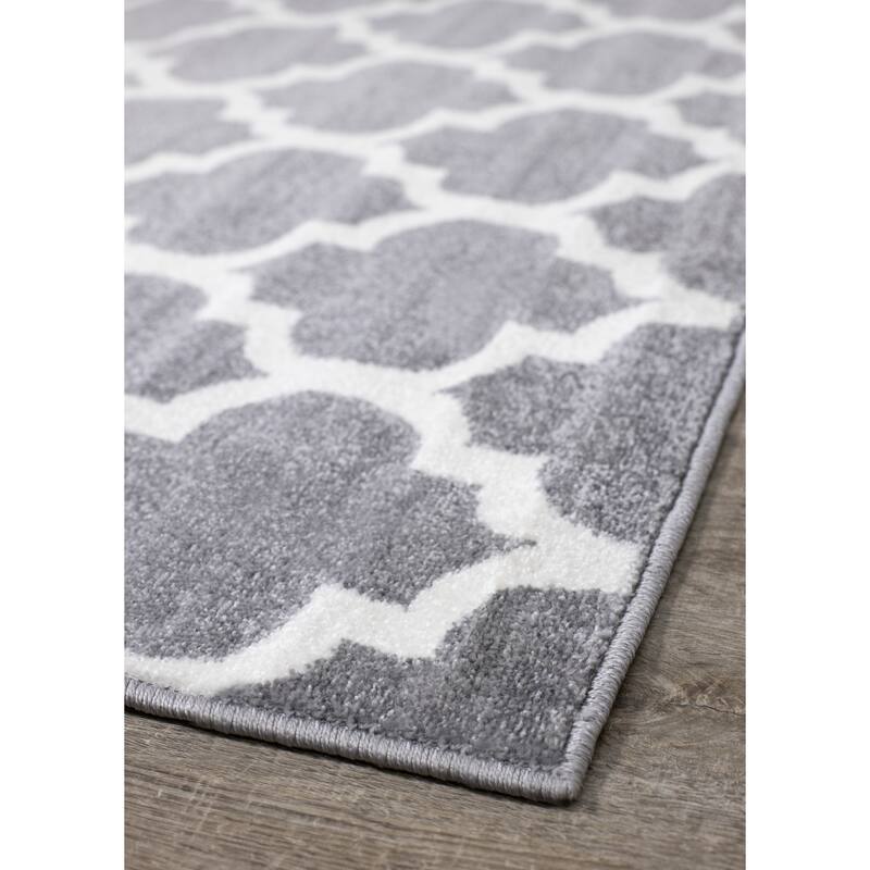Covington Collection - Grey/Cream Ogee Pattern Rug