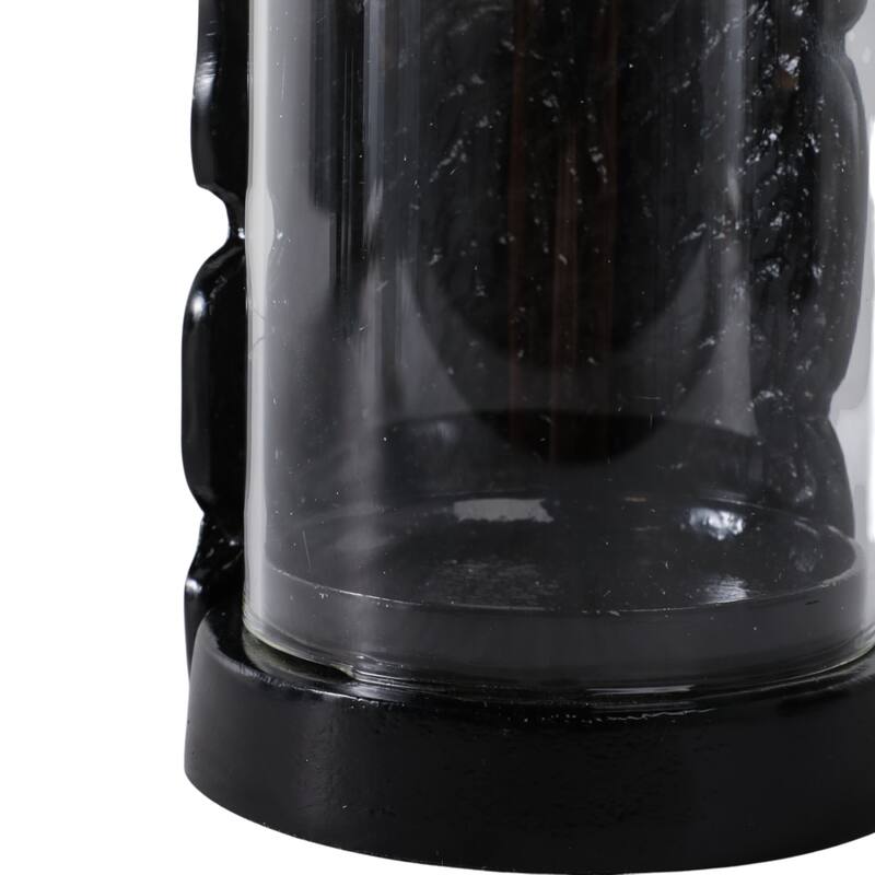 Metal Glass Candle Holder Pillar Backplate Artisan-Inspired Accent