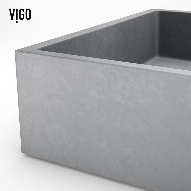 VIGO Orvieto 24"L x 15"W x 5"H Concreto Stone Rectangular Bathroom Vessel Sink