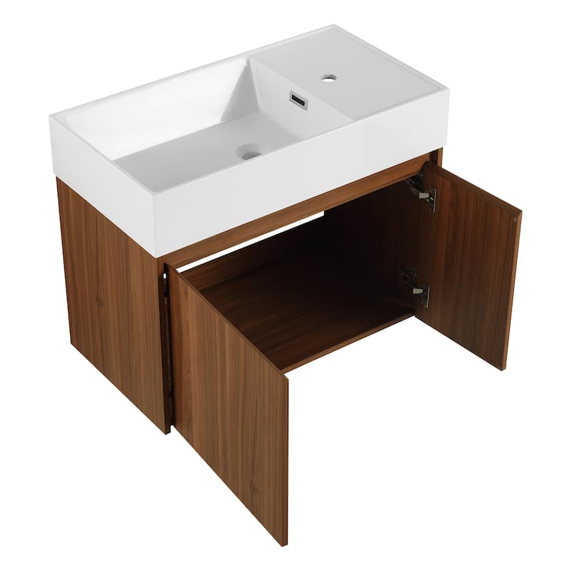 30 Inch Bathroom Cabinet With Sink,Soft Close Doors,Float Mounting Design, For Small Bathroom