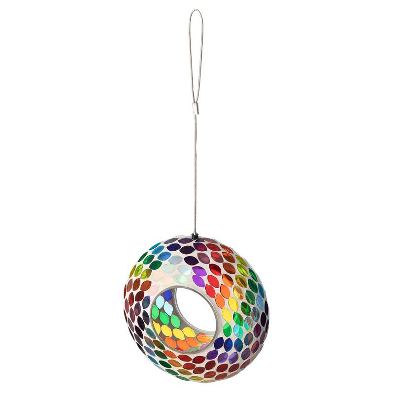 Glitzhome Round Hanging Multi-Color Mosaic Birdfeeder