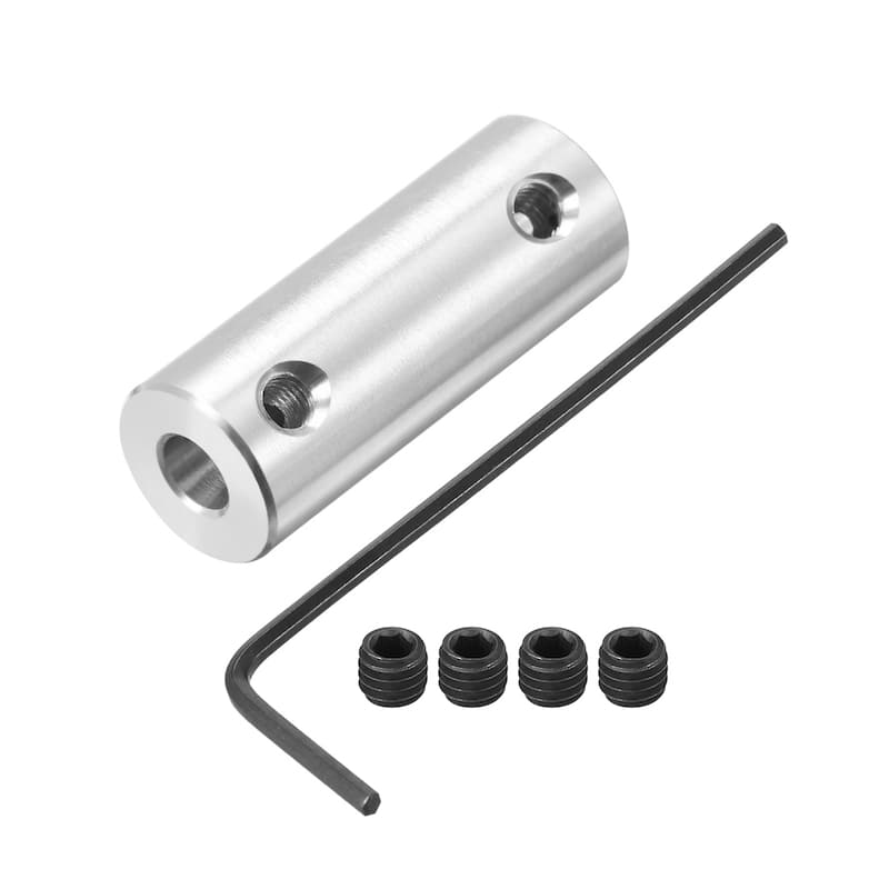 Shaft Coupling 2.3mm to 4mm Bore L26xD10 Robot Motor Rigid Coupler w Hex Spanner - Silver Tone - 2.3mm to 4mm