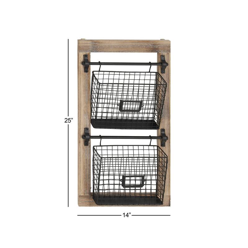 Black Metal Wire 3 or 2 Slot Magazine Rack Holder with Suspended Baskets and Label Slots