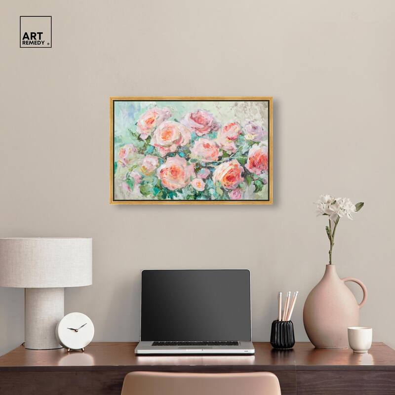 Cabbage Rose Charm Canvas by Art Remedy