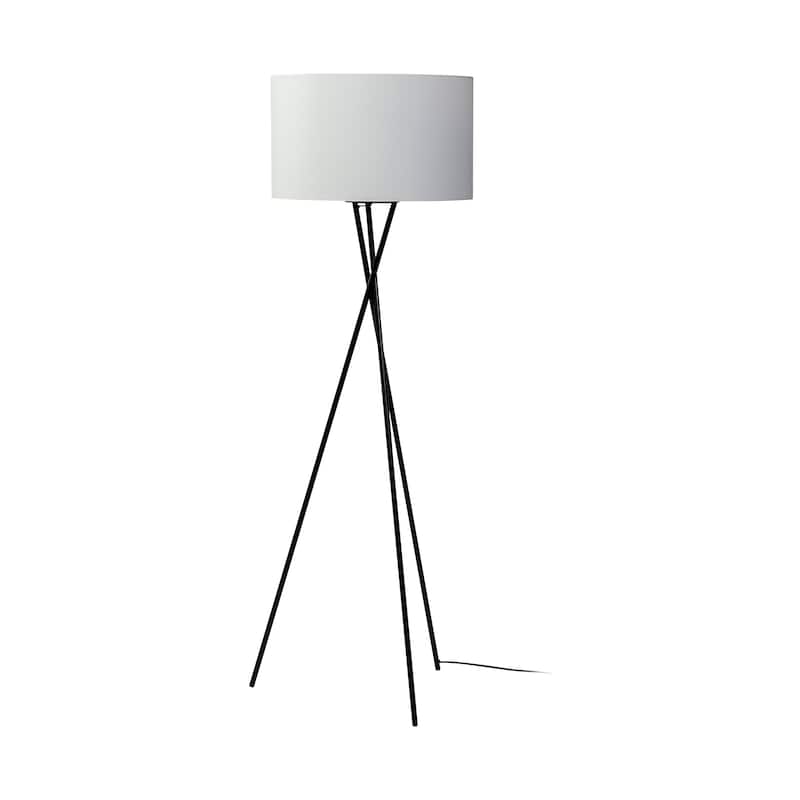 Ambrose Black Metal w/White Fabric Shade Floor Lamp - 22"W x 22"D x 66"H - 22"W x 22"D x 66"H