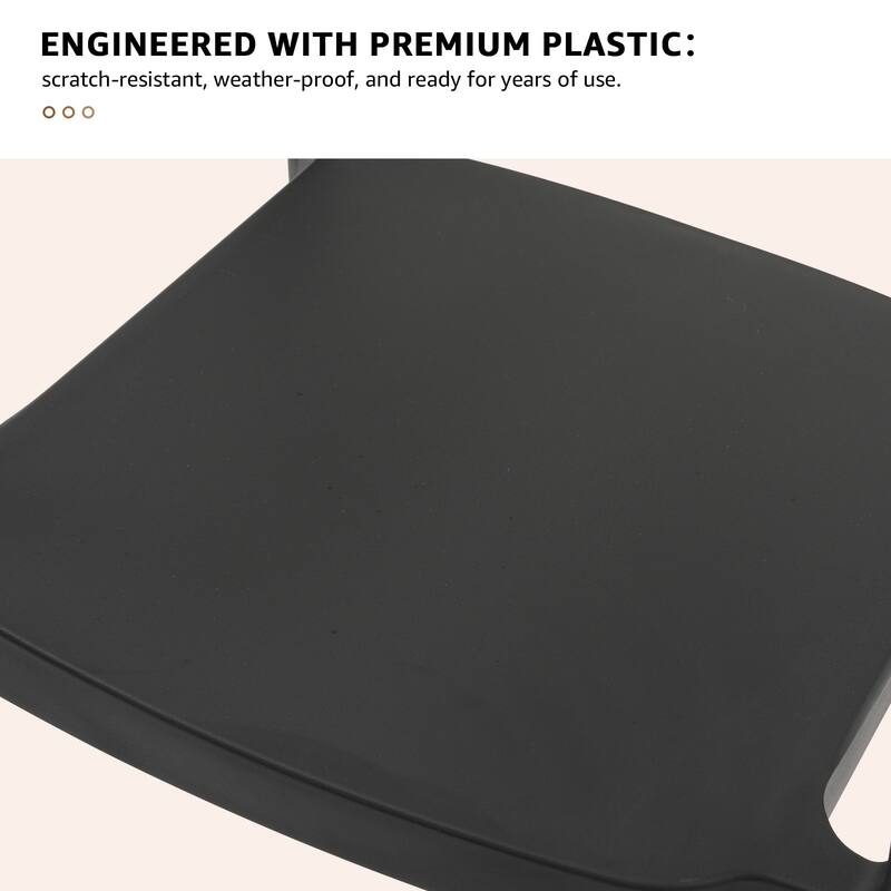 Outdoor Stackable Plastic Chairs Dining Chair Set 4-Piece Lightweight Curved Backrest Armchair