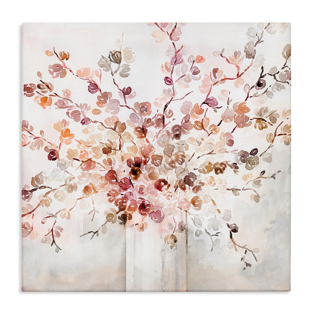 Stupell Abstract Warm Floral Vine Bouquet Expressive Red Flowers Canvas Wall Art - Pink