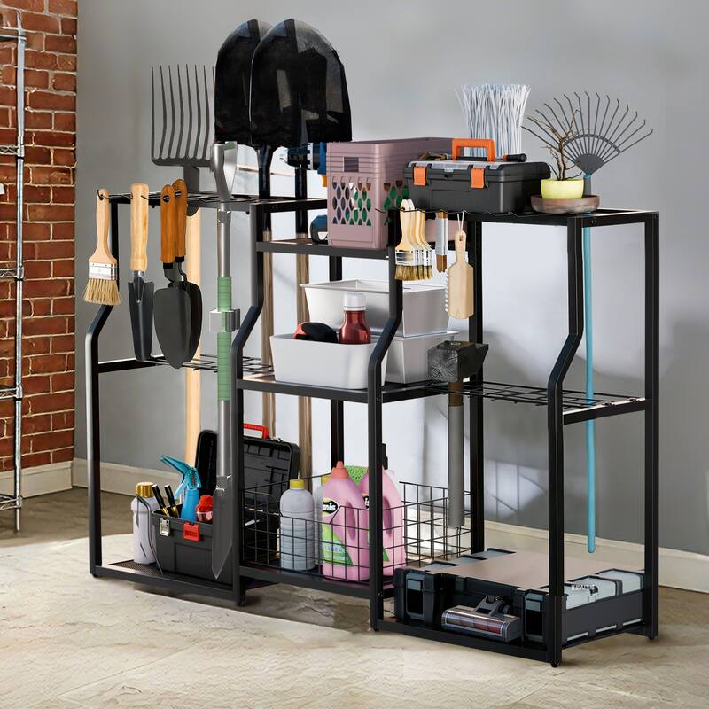 Garden Tool Organizer Stand Organization Yard Tool Racks with wheels