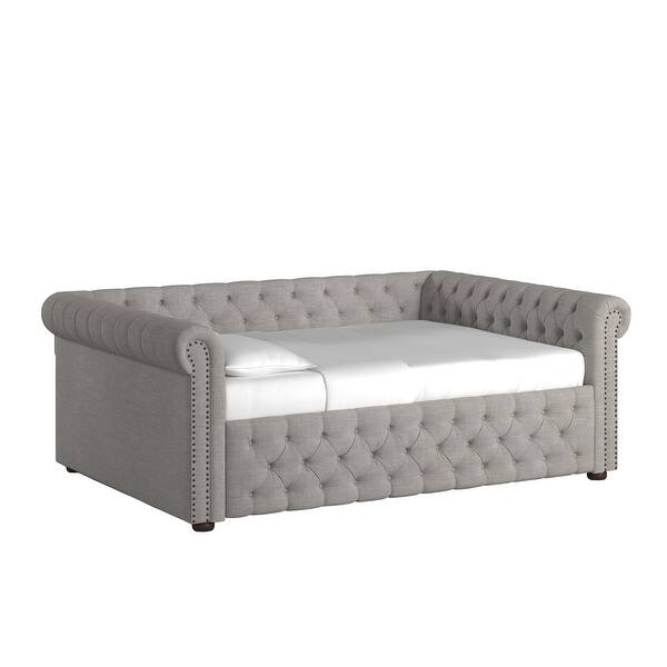 slide 15 of 29, Knightsbridge Queen Tufted Chesterfield Daybed by iNSPIRE Q Artisan Grey without Trundle
