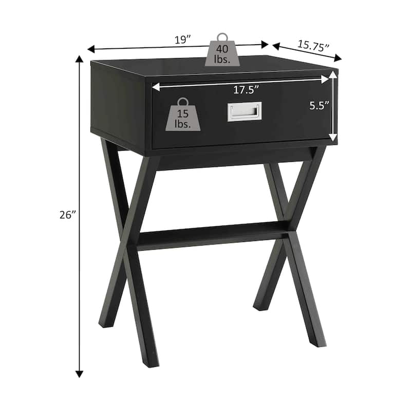 End Table with Spacious Drawer and Wide Surface, Modern Storage Side Table for Lamps, Décor and Everyday Living Room Use - 15.75