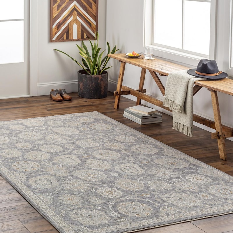 Livabliss Traditional Avant Garde Floral & Botanical Area Rug - 5' x 7'5" - Slate