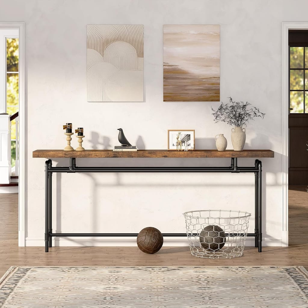 70.9 Inches Extra Long Industrial Narrow Console Sofa Table