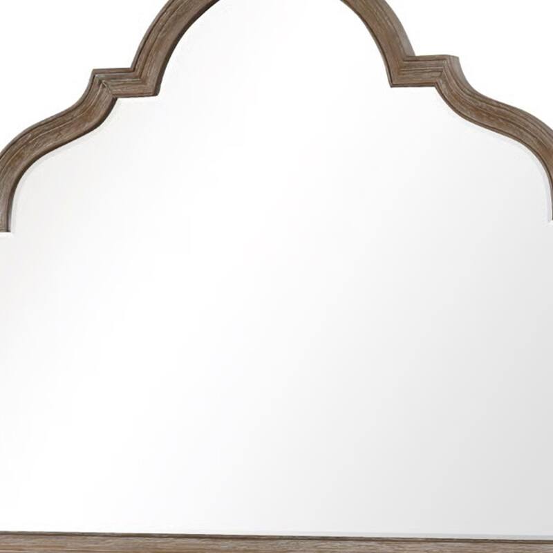 Lyla Dresser Mirror, Beveled Glass, Rustic Oak Brown Solid Wood, 41x50 - Oak Brown