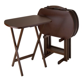 5 Corbett Walnut Oversize Oblong Folding Snack Table with Storage St ...