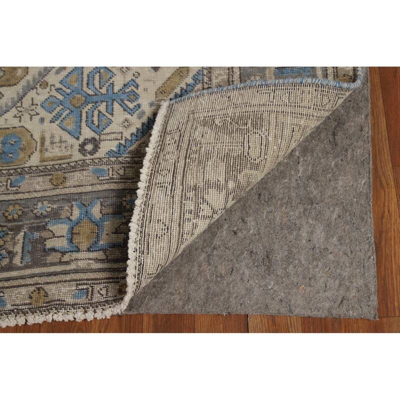 Hand Knotted Oriental 100% Wool Carpet Traditional Floral Beige & Ivories Tabriz Area Rug - 9' 7'' X 6' 6''