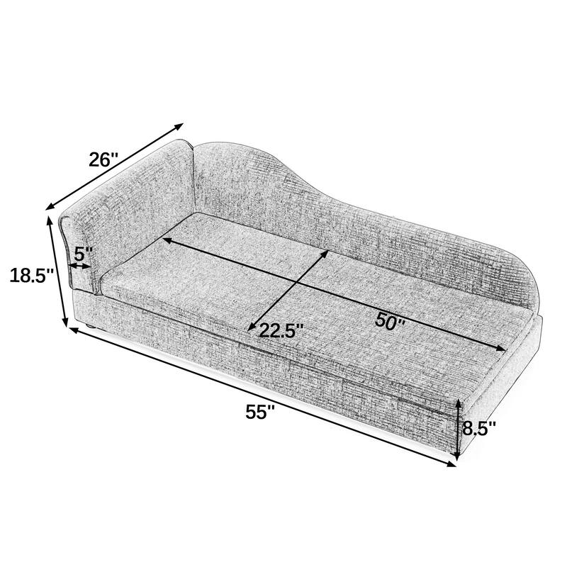 Oversized Pet Sofa, Elegant Modern Linen Fabric Elevated Dog Sofa Bed, Oversized Rectangular Pet Bed with Backrest & Armrest