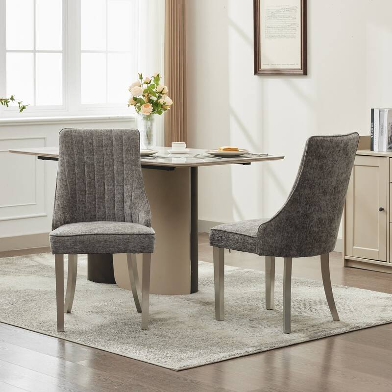 Chenille Dining Chairs Set of 2 for Dining Room