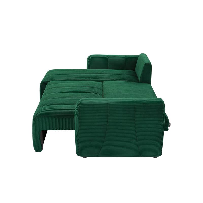105.2" Corduroy L-Shaped Sectional Sofa with Convertible Chaise and Storage, 5-Seater