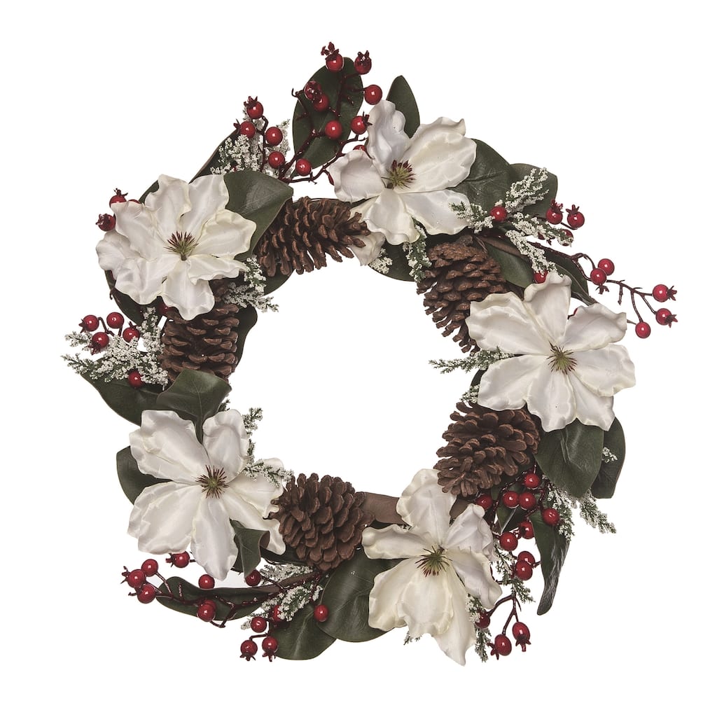 Transpac Foam 22 in. Multicolor Christmas Traditional Wreath with Florals