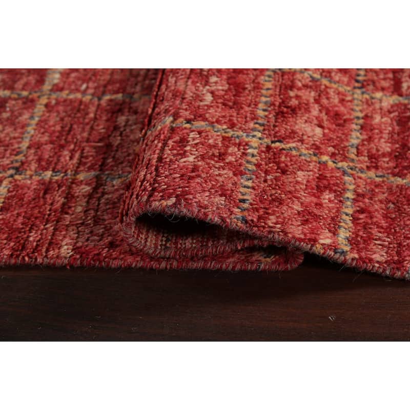 Geometric Modern Moroccan Oriental Runner Rug Hand-knotted Wool Carpet - 2'0" x 17'3"