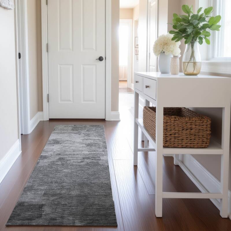 Premium Washable Super Soft Ombre Brushstrokes Mayfield Rug - Gray - 2'3" x 7'6"