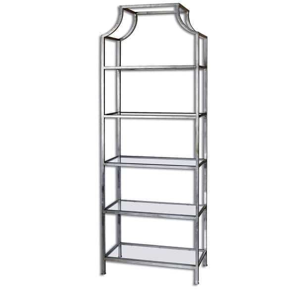 slide 1 of 1, Uttermost Aurelie 84" x 30" Shelving Unit Silver Leaf