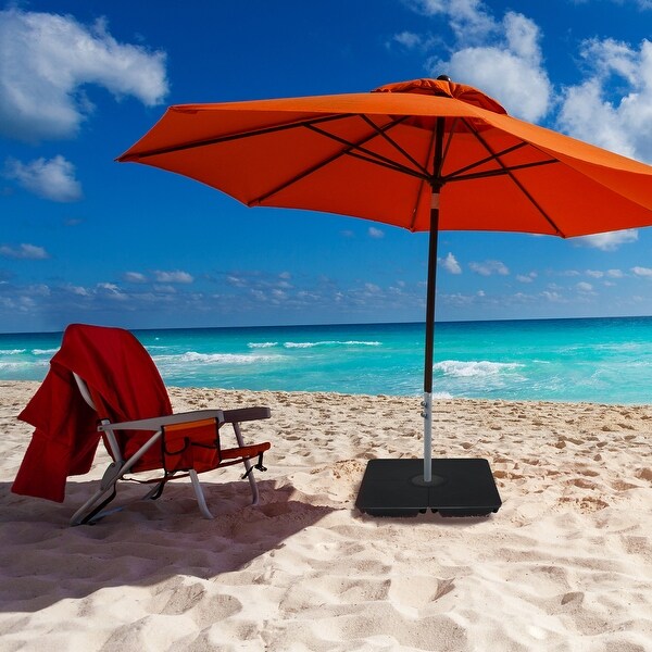 Cantilever umbrella with store weighted base