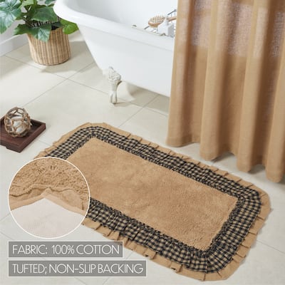 Burlap Natural w/ Black Check Bathmat 27x48