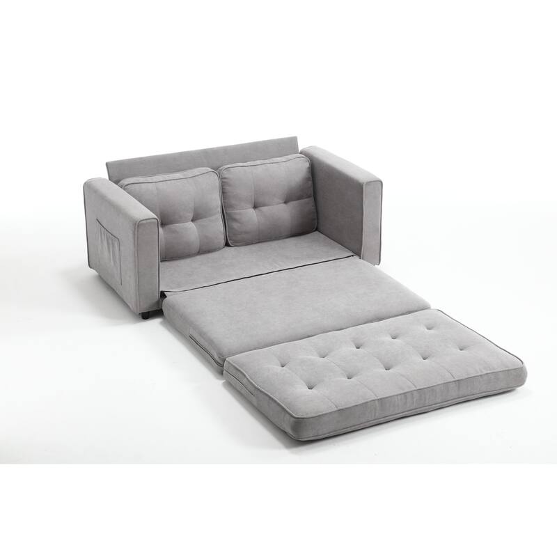 Space-Saving 3 Fold Sofa Bed - Velvet Linen Futon Couch with Pull-Out Bed, Perfect for Small Living Areas