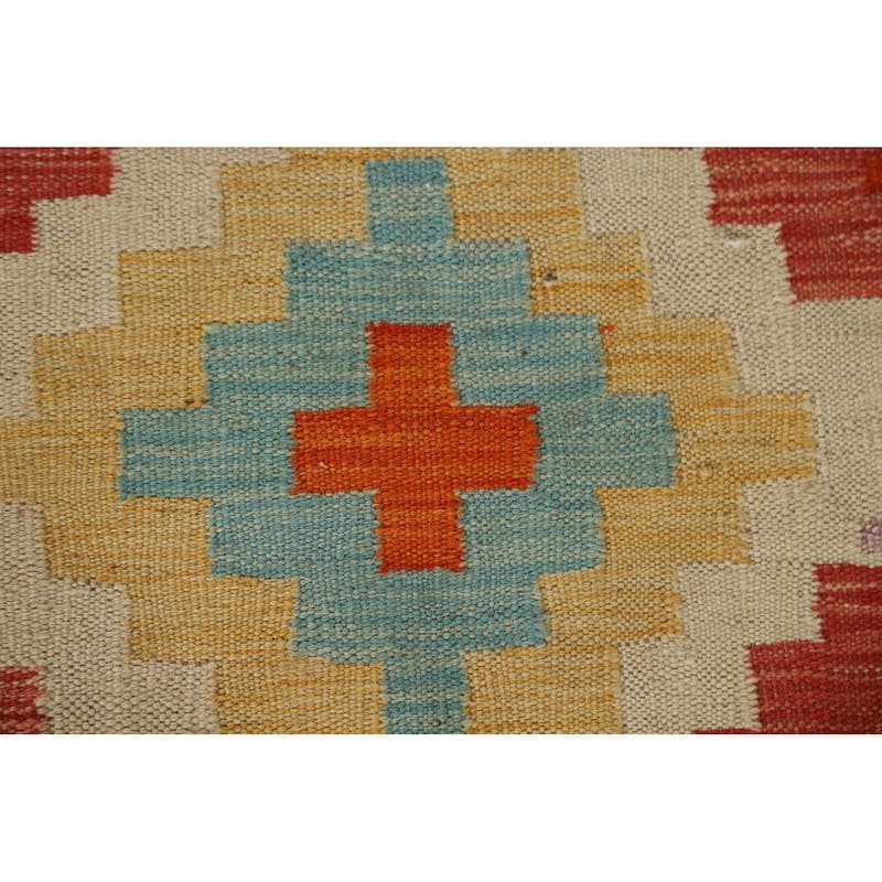 Southwestern / Geometric Kilim Oriental Rug Hand-Woven Wool Carpet - 3'2"x 5'0"