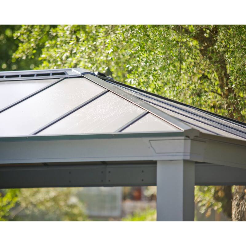 Dallas 14 ft.Gray/Gray Opaque Outdoor Gazebo with Insulating and Sleek Roof Design