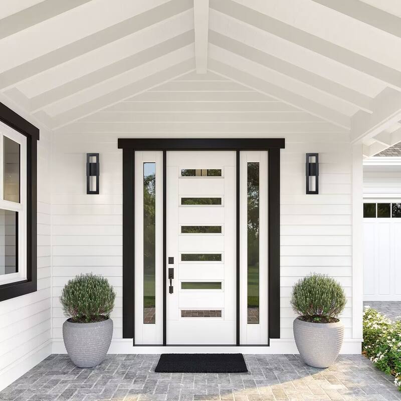 2-Pack Matte Black Iron Integrated LED Outdoor/Indoor Wall Sconce